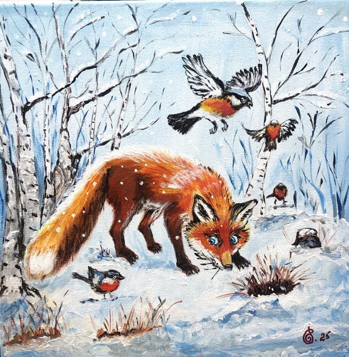 Fox in the winter forest